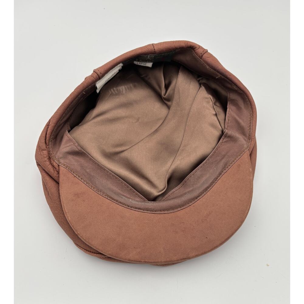 Orvis Genuine Deerskin Leather Driver Cap Brown Large Snap Bill Newsboy Hat - Picture 11 of 11